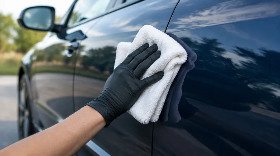 Lavage à la main d’une carrosserie avec une microfibre